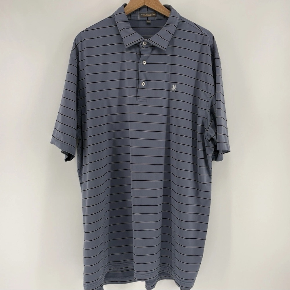 Peter Millar Summer Comfort Golf Performance Shirt Mens xxl Stretch Blue Stripe